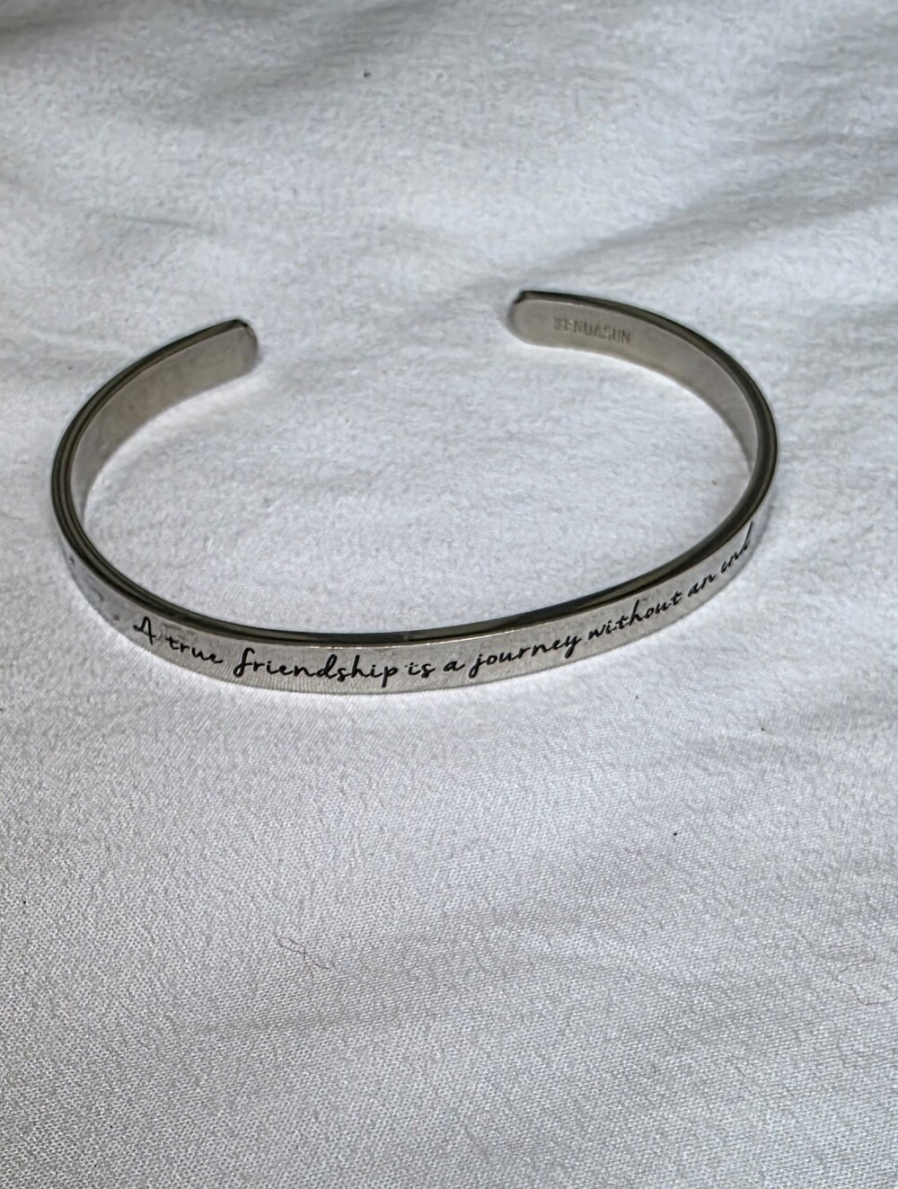 Kendasun Silver Engraved Friendship Cuff Bracelet